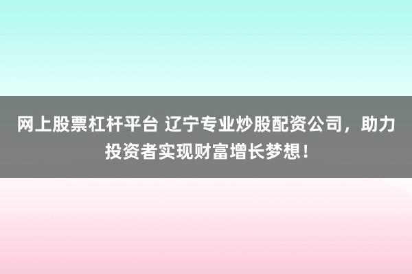 網上股票杠桿平臺 遼寧專業炒股配資公司，助力投資者實現財富增長夢想！