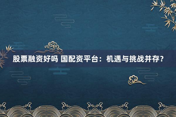 股票融資好嗎 國配資平臺：機遇與挑戰并存？
